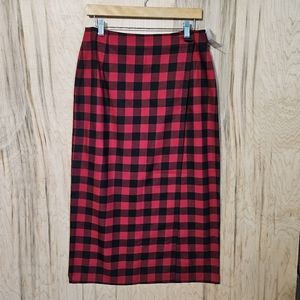 Liz Claiborne Vintage 90s Womens Size 12P Buffalo Plaid Wrap Maxi Skirt Nwt